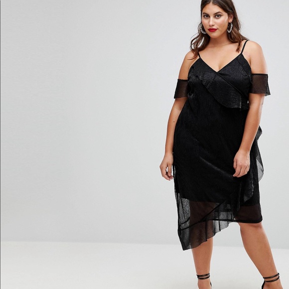 ASOS Curve Dresses & Skirts - ASOS Curve NaaNaa Plus Wrap Front Glitter Dress